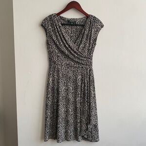 Lauren Ralph Lauren Black/White Animal Print Dress, Size 4P